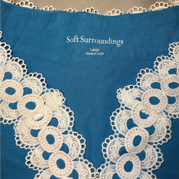 2/$35 SOFT SURROUNDINGS L Kaitlyn Embroidered Knit Tunic Top Cottagecore Lace - Picture 5 of 7